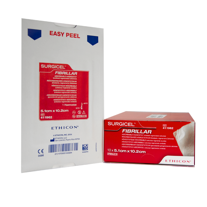 411962 Surgicel Fibrillar гемостатичний матеріал, 5,1 см x 10,2 см (2 х 4 дюйма)